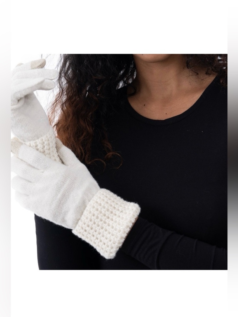 Style & Co Women Waffle Knit Shimmer Gloves Creme  One Size New In Package‎